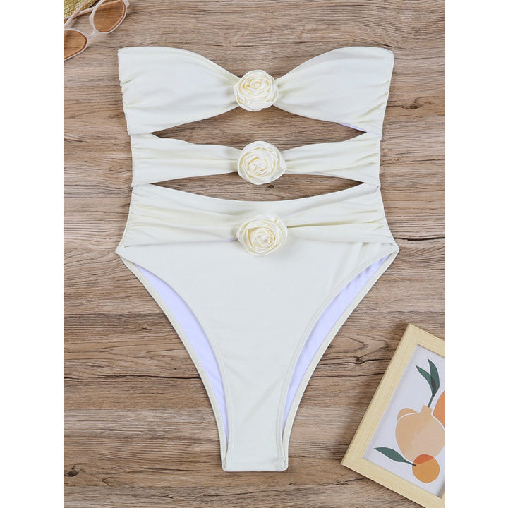 Damen Cut-Out Einteiler Badeanzug mit floralem Detail Echo Archiv
