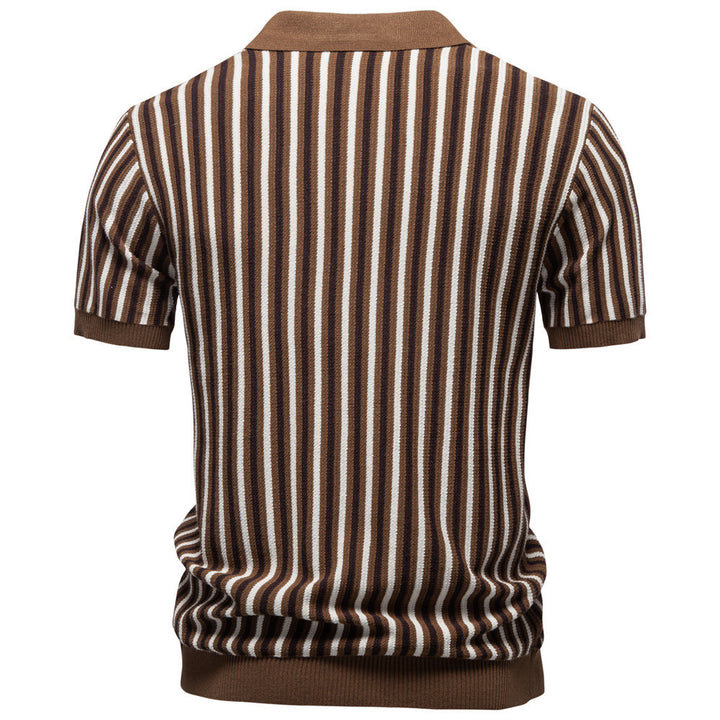 Herren nan gestreiftes Strickpoloshirt kurzarm aus feiner Baumwollmischung mit Polokragen und Rippbündchen Echo Archiv