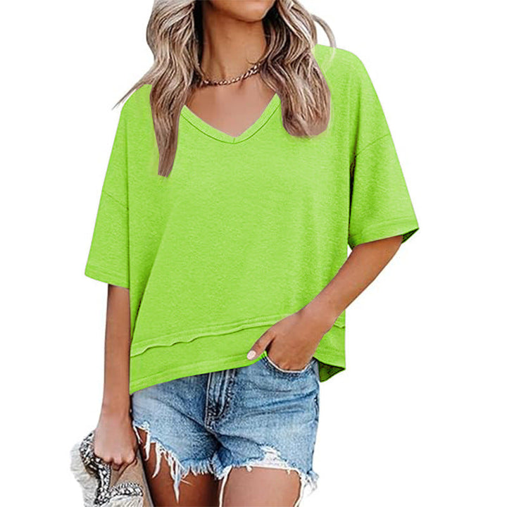 Damen lässiges V-Ausschnitt Oversized T-Shirt Echoarchiv