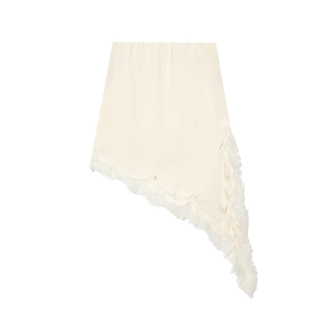 Damen eleganter samtiger Wickelrock mit kunstvoller Spitzenverzierung Echo Archiv