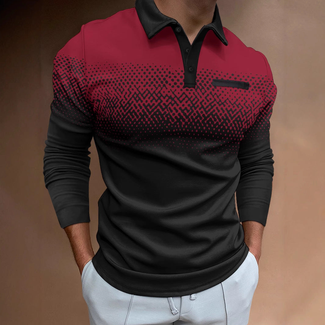 Herren Poloshirt mit modernem Farbverlauf und stylischen Kontrastdetails Echoarchiv