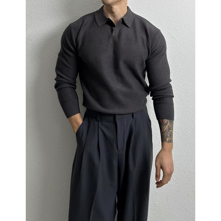 Herren Elegant Strukturierter Langarm-Pullover Echo Archiv