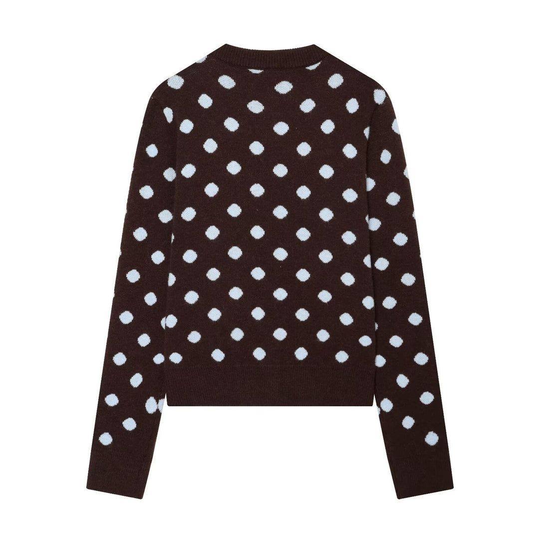 Damen Gepunktete Kurzstrickjacke mit Rundhalsausschnitt und Knopfleiste Echo Archiv