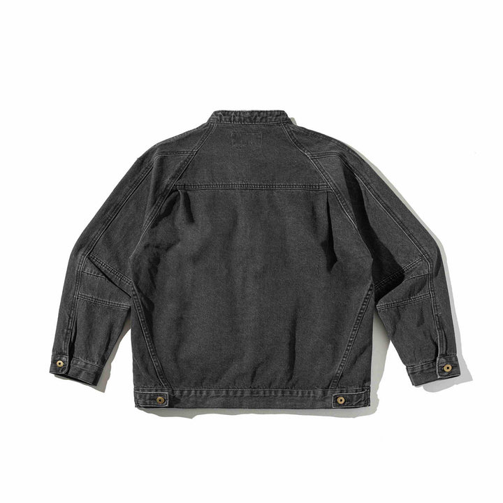 Unisex Boxy-Jeansjacke mit Stehkragen, markanter Nahtführung und Knopfleiste Echoarchiv