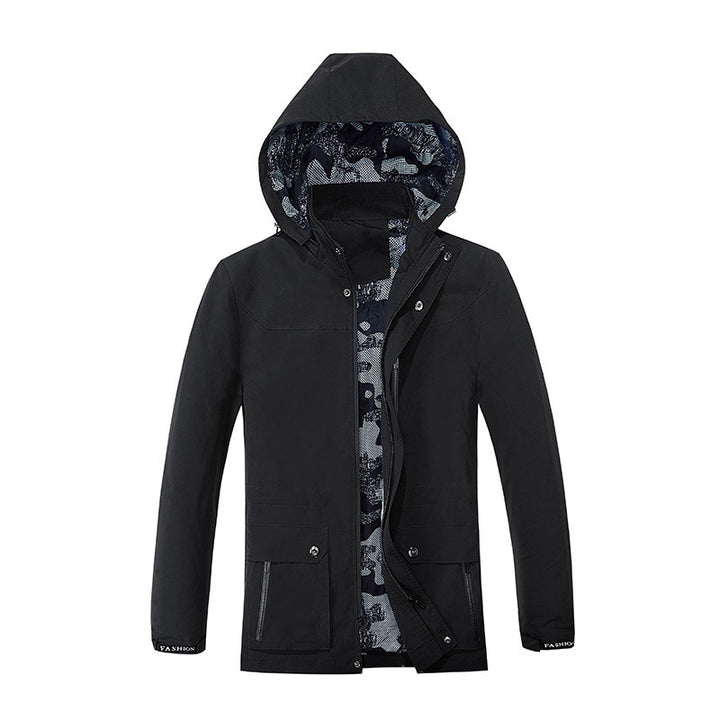 Herren Kapuzen-Parka im Canvas-Utility-Stil mit Camouflage-Innenfutter Echoarchiv