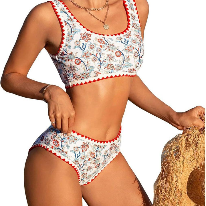 Damen Hochtailliertes Bikini-Set mit floralem Design Echo Archiv