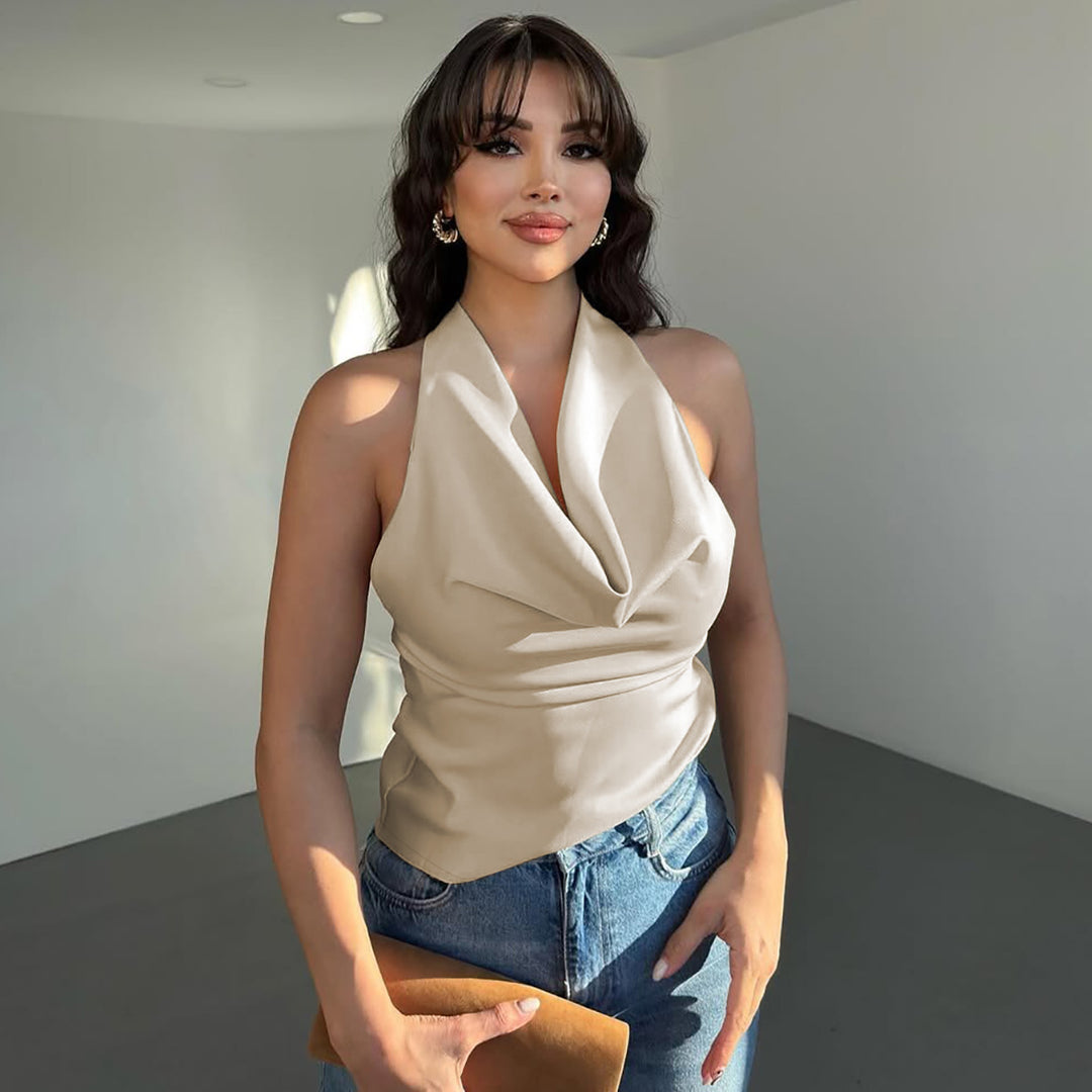 Damen Elegantes O-Back Top mit bindender Kapuze Echo Archiv