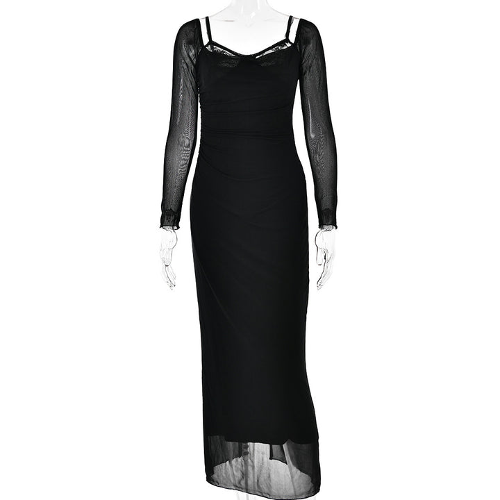 Damen Elegantes Maxikleid mit transparenten Ärmeln Echo Archiv
