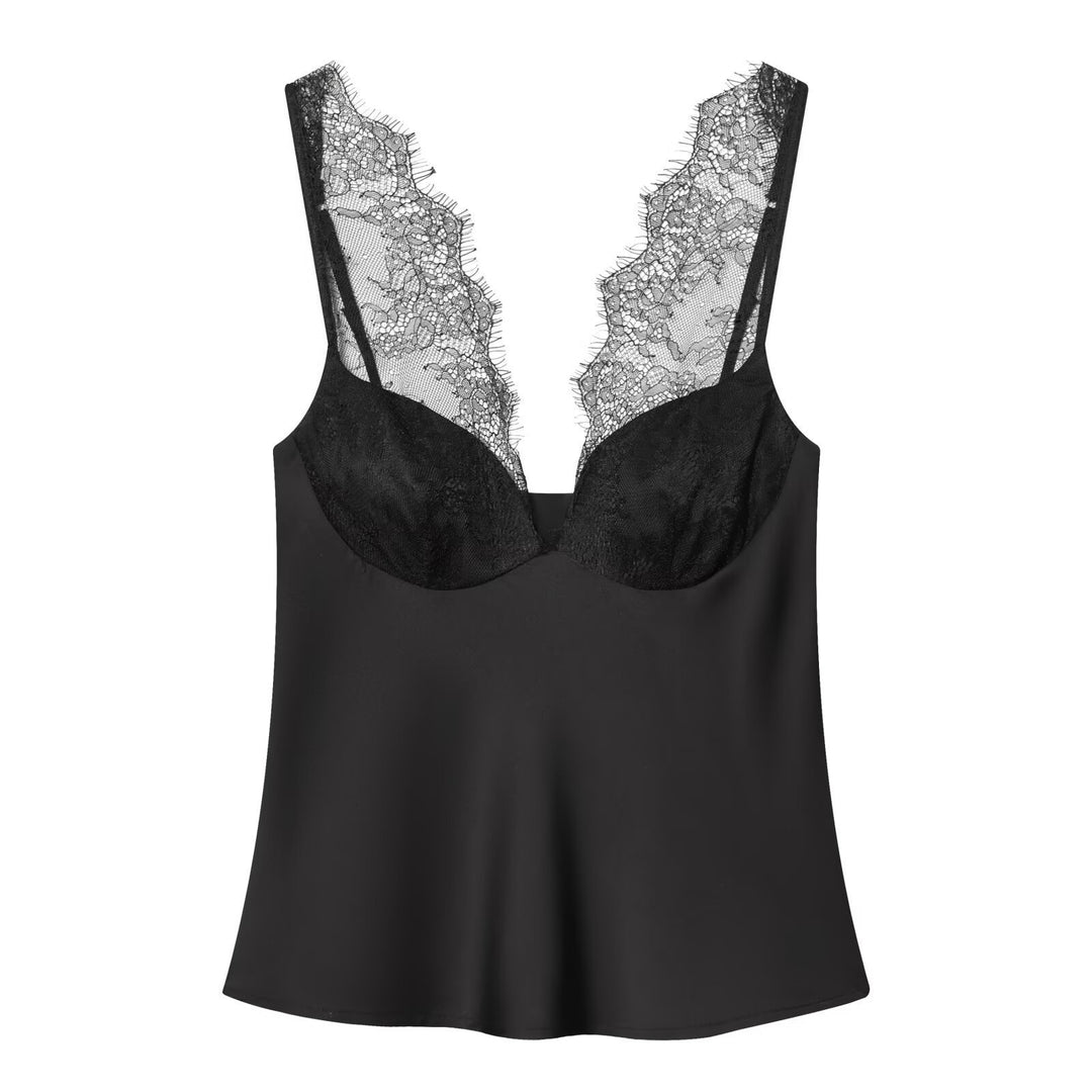 Damen elegantes Camisole-Top mit Spitzenbesatz und hochwertigem Stoff Echo Archiv