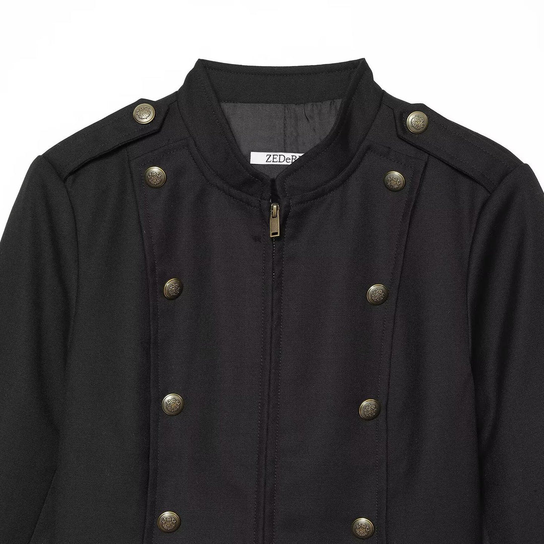 Damen Taillierte Militärjacke im Blousonstil mit Stehkragen und doppelter Zierknopfleiste Echo Archiv