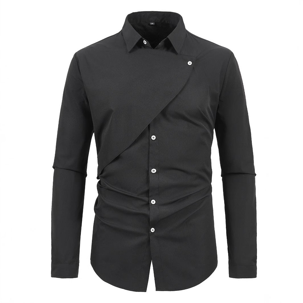 Herren Elegantes Kurzarmhemd mit asymmetrischem Design Echoarchiv