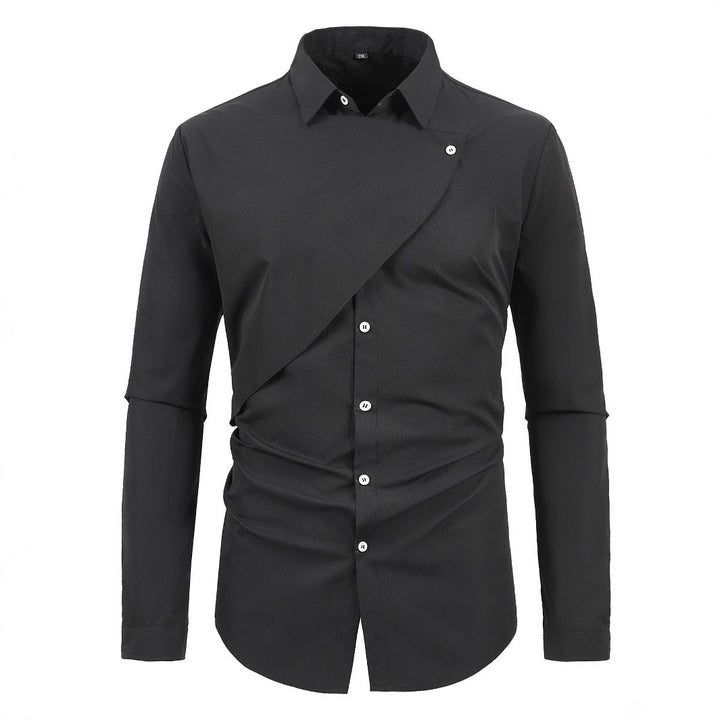 Herren Elegantes Kurzarmhemd mit asymmetrischem Design Echoarchiv