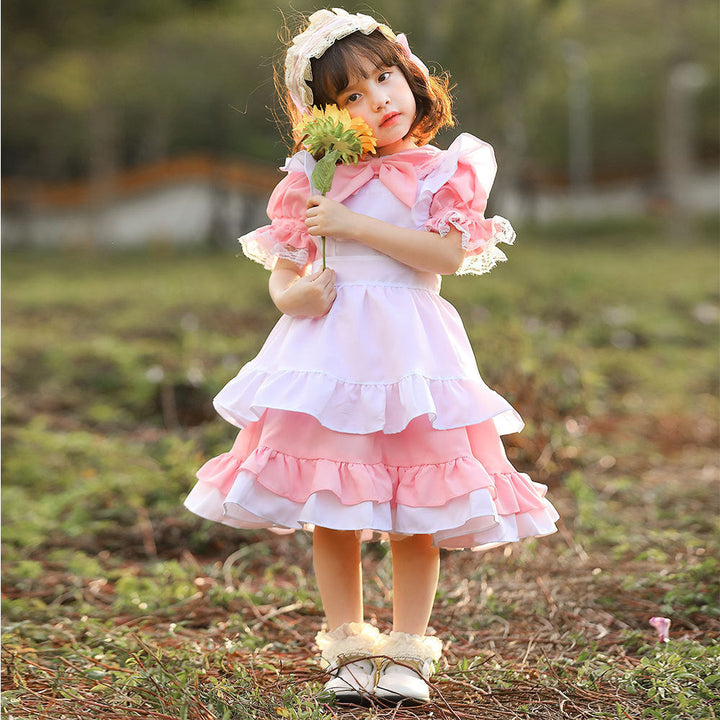 Mädchen niedliches Märchenhaftes Kleid mit Rüschen und Schleifen Echo Archiv