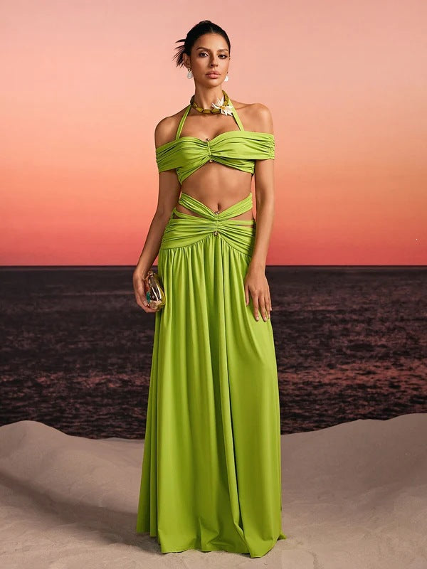 Damen Maxi-Kleid mit raffiniertem Cut-Out und dekorativem Drapierung Echo Archiv