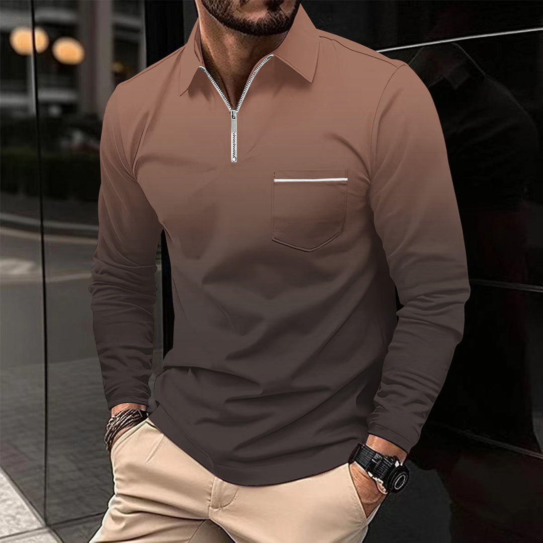 Herren Langarmshirt mit modernem Reißverschluss und praktischem Brusttasche Echoarchiv