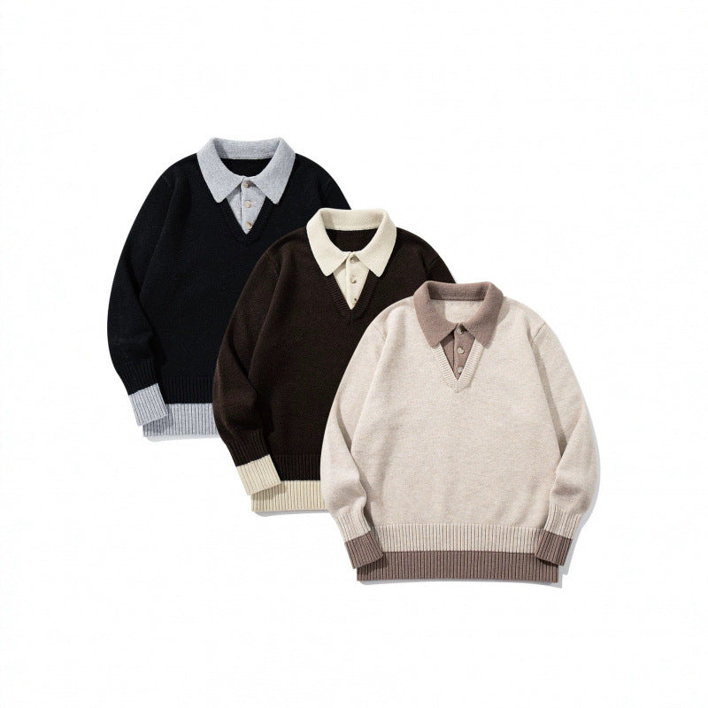 Herren Oversized Feinstrick-Polo mit kontrastbesetztem Hemdkragen und Rippenbündchen Echo Archiv
