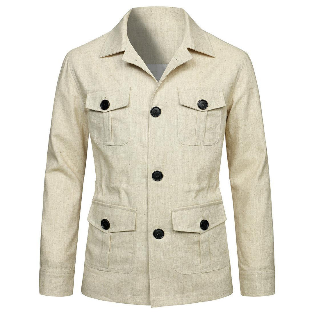 Herren nan Utility-Jacke aus Leinen mit vier aufgesetzten Taschen und taillierter Silhouette Echo Archiv