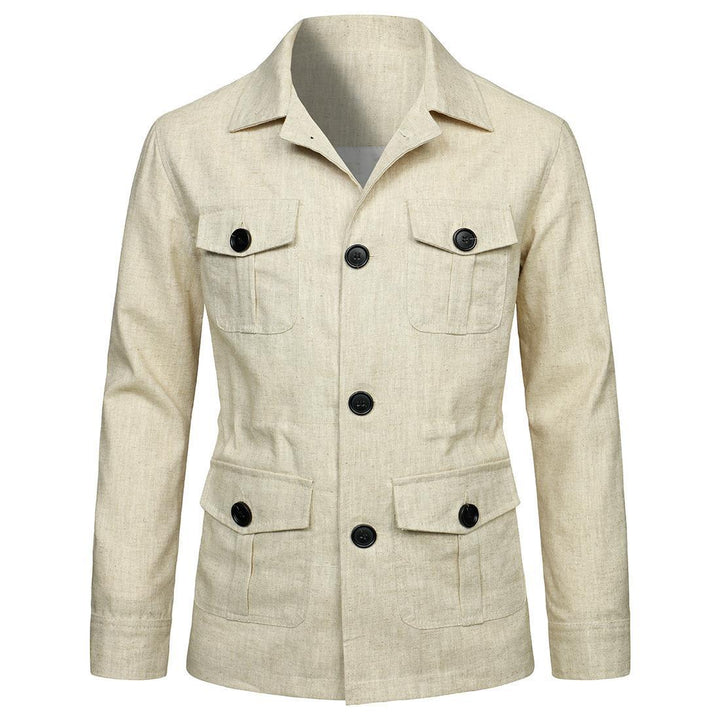Herren nan Utility-Jacke aus Leinen mit vier aufgesetzten Taschen und taillierter Silhouette Echo Archiv
