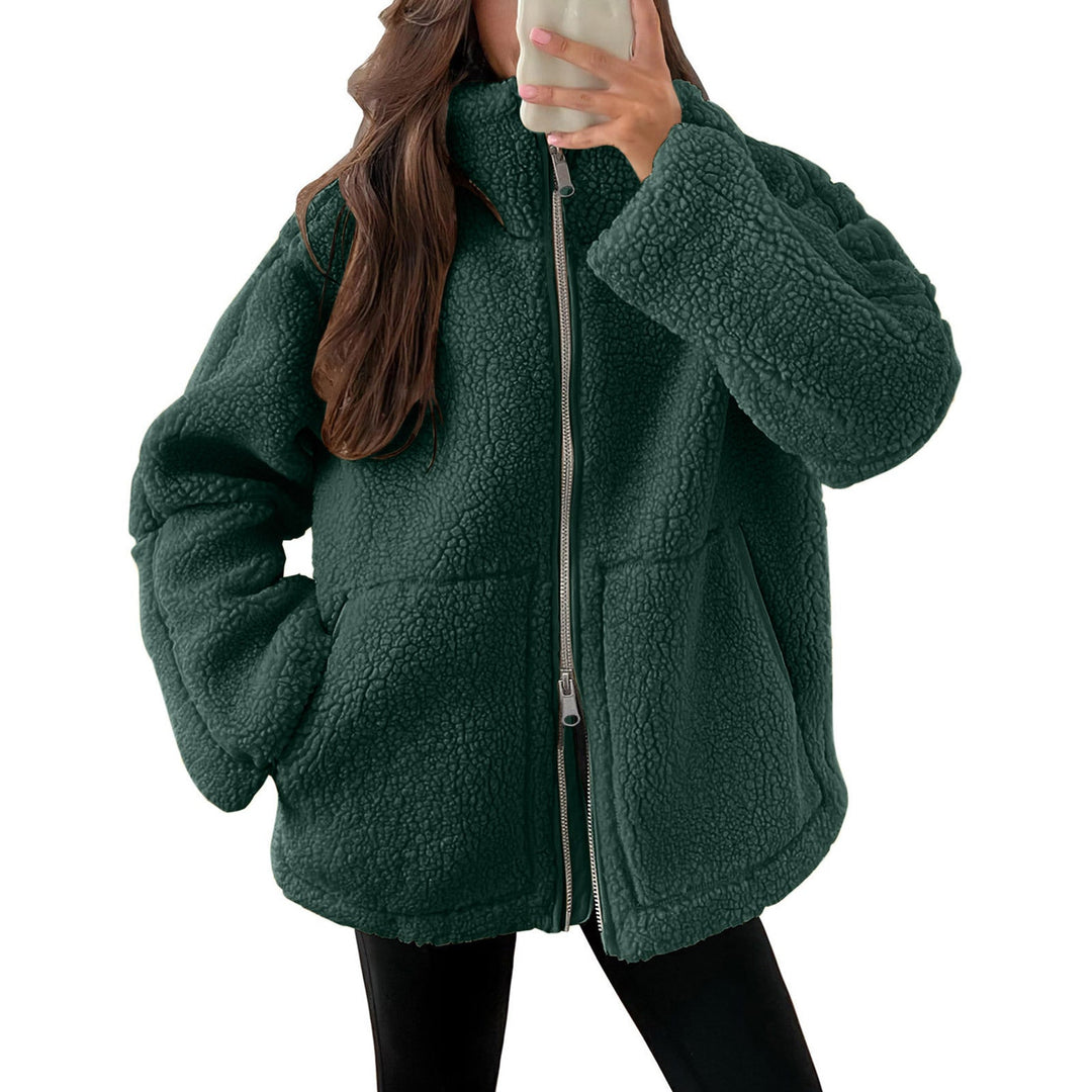 Damen Kuschelige Teddy-Jacke mit Reißverschluss Echoarchiv