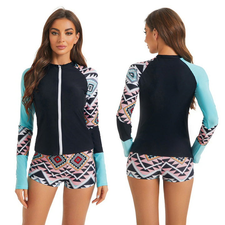 Damen Rashguard-Oberteil mit sportlichem Design und grafischem Print Echo Archiv