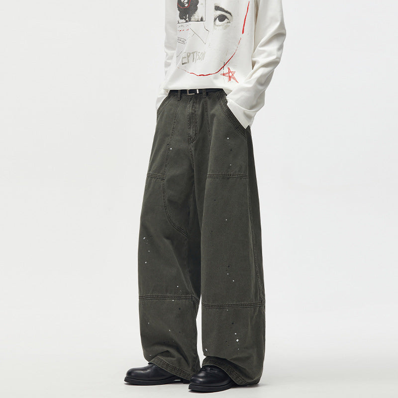 Herren Weitgeschnittene Utility‑Palazzo‑Hose aus schwerem Baumwoll‑Twill mit ergonomischen Knieabnähern Echo Archiv
