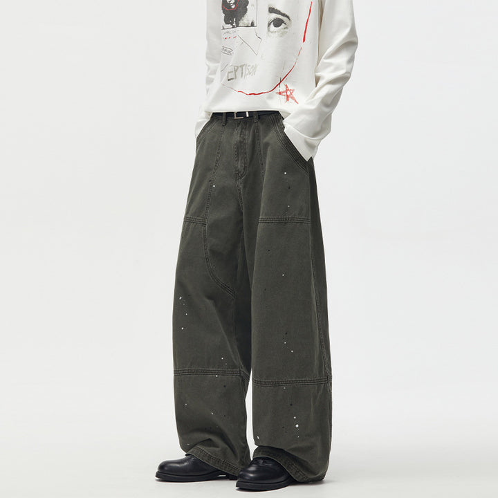 Herren Weitgeschnittene Utility‑Palazzo‑Hose aus schwerem Baumwoll‑Twill mit ergonomischen Knieabnähern Echo Archiv