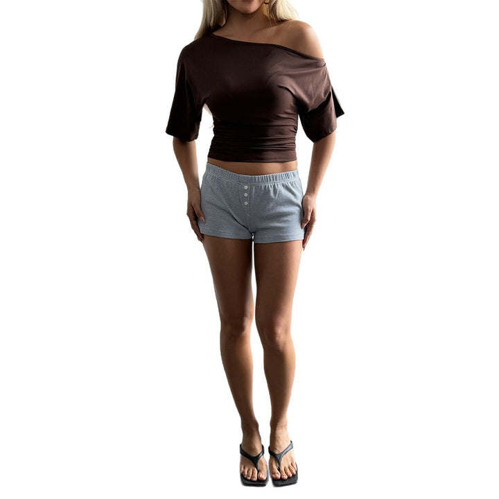 Damen Off-Shoulder Oberteil mit lässigem Schnitt und elastischem Bund Echo Archiv