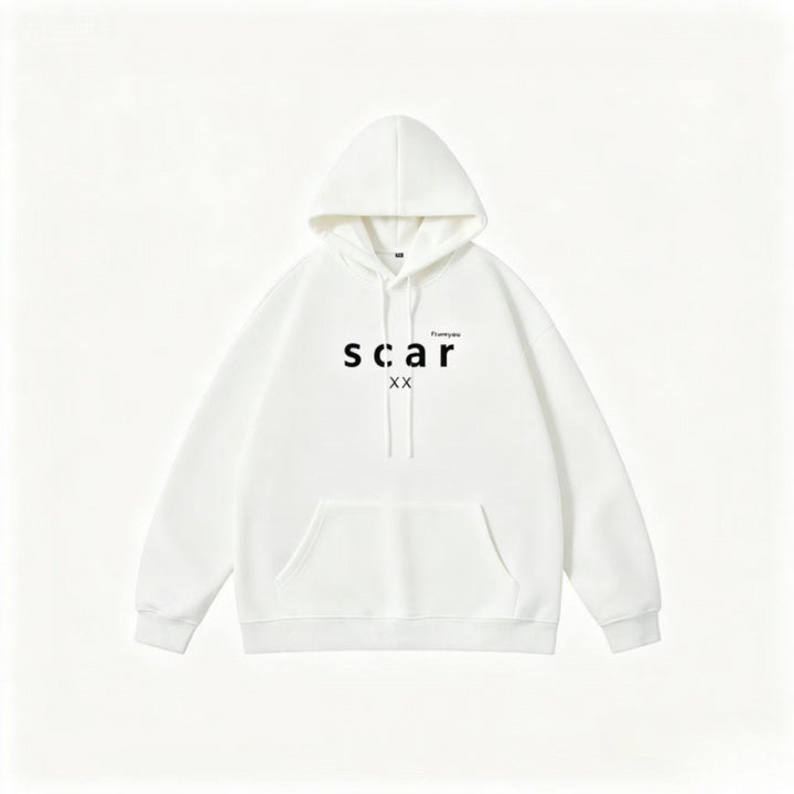 Unisex Oversize-Kapuzenpullover mit Kängurutasche und minimalem Frontprint Echo Archiv