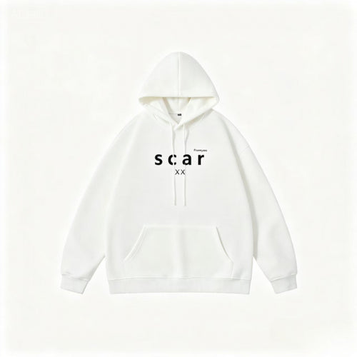 Unisex Oversize-Kapuzenpullover mit Kängurutasche und minimalem Frontprint Echo Archiv