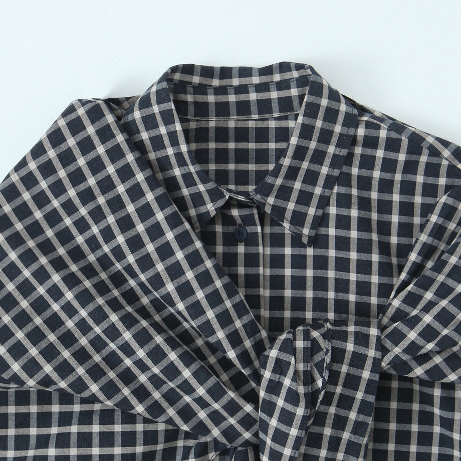 Damen Kariertes Hemdblusen-Shirt mit asymmetrischem Tuchdetail Echo Archiv
