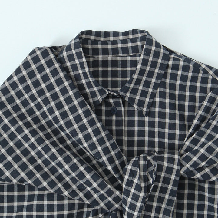 Damen Kariertes Hemdblusen-Shirt mit asymmetrischem Tuchdetail Echo Archiv