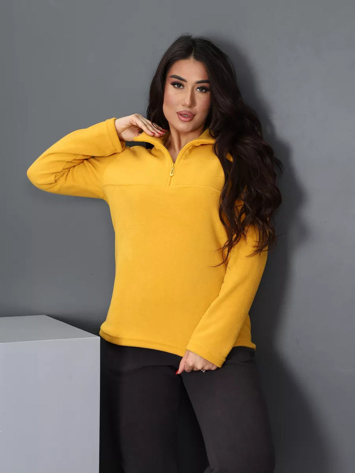 Damen Fleeceoberteil mit kurzem Halbzip und Stehkragen – Auréline