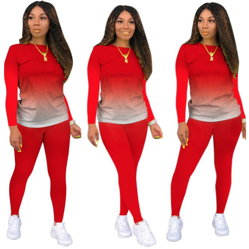 Damen Zweiteiliges Stretch-Set mit Langarmshirt und High-Waist-Leggings – Avérine