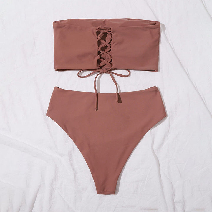 Damen Bandeau-Bikini mit hoher Taille Echo Archiv