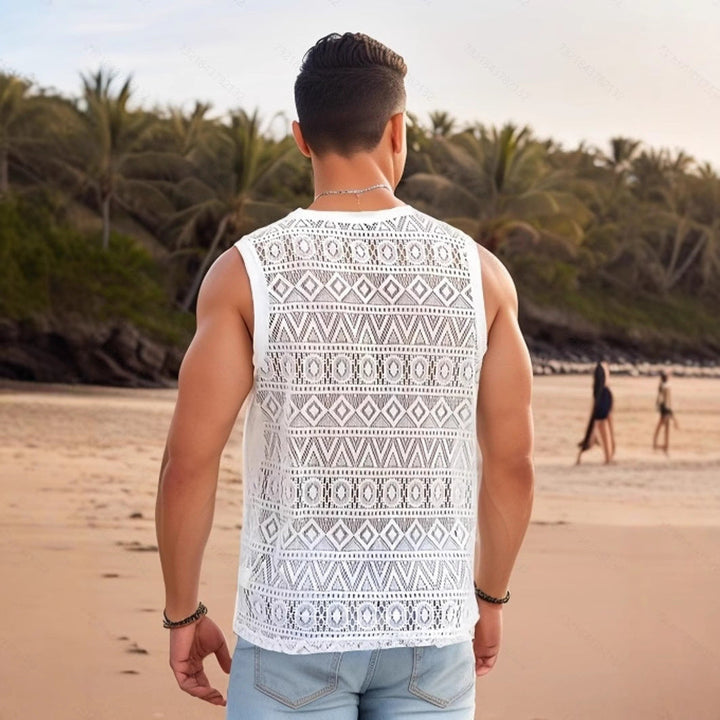Herren Ärmelloses Netzshirt mit strukturiertem Design Echoarchiv