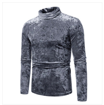 Herren eleganter Rollkragenpullover aus luxuriösem Samtstoff Echoarchiv