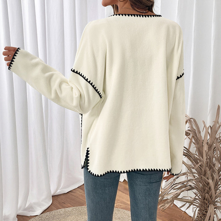 Damen Modische Strickjacke mit Kontrastnähten Echo Archiv