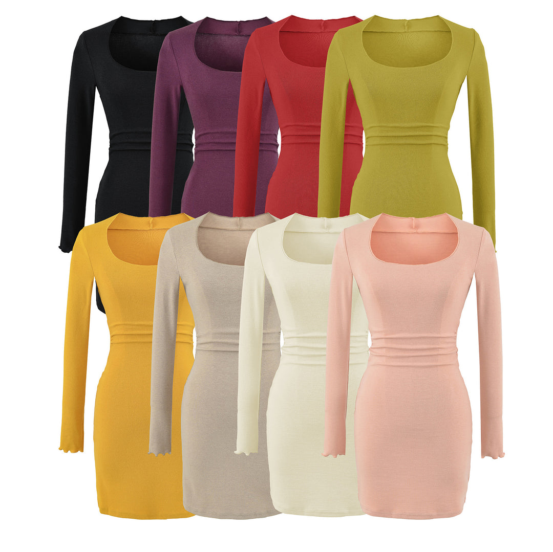Damen Figurbetontes Midikleid mit Quadrat-Ausschnitt und Taillenraffung Echoarchiv