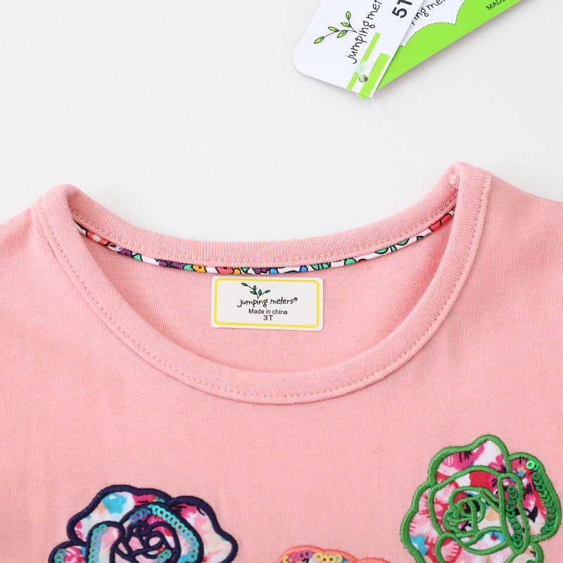 Mädchen Baumwollkleid mit floralem Design und funkelnden Applikationen Echo Archiv