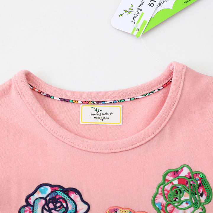 Mädchen Baumwollkleid mit floralem Design und funkelnden Applikationen Echo Archiv