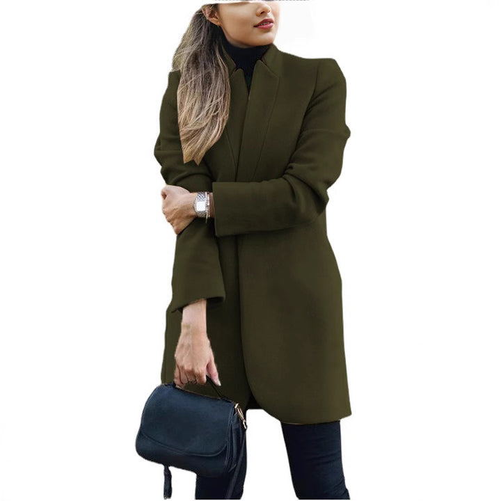 Damen nan taillierter Longblazer-Mantel mit Stehkragen und verdeckter Verschlussleiste Echo Archiv