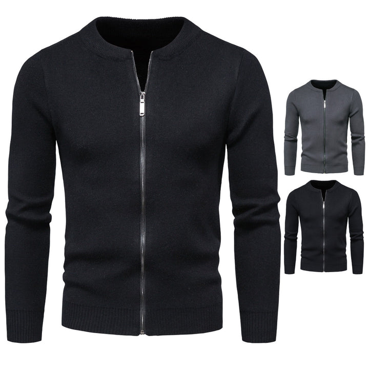 Herren stylische Strickjacke mit modernem Zipper und hohem Kragen Echoarchiv
