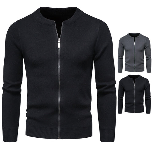 Herren stylische Strickjacke mit modernem Zipper und hohem Kragen Echoarchiv