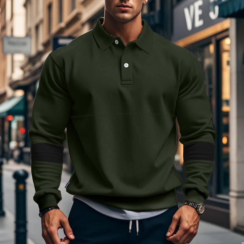 Herren sportliches Sweatshirt mit modernem Stehkragen und eleganten Kontrastärmel Echoarchiv