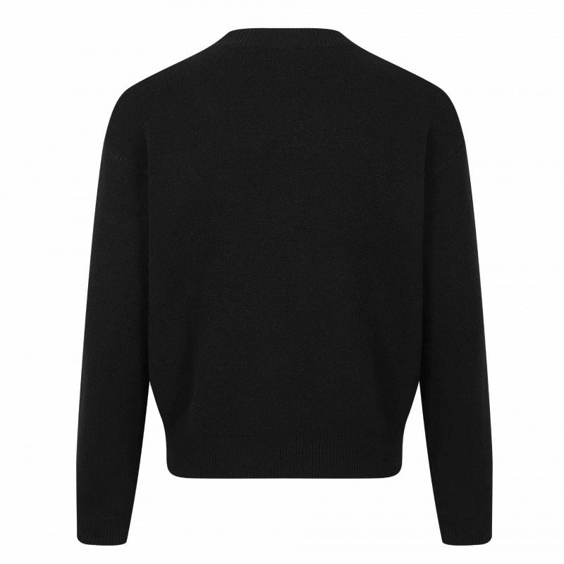 Unisex Grafik-Strickpullover mit Bandintarsie, Rundhals und geripptem Saum Echo Archiv