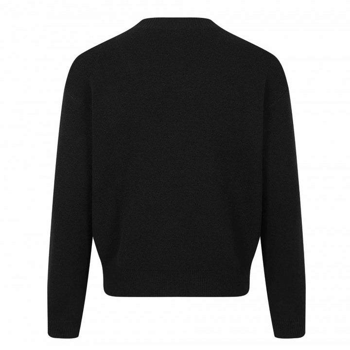 Unisex Grafik-Strickpullover mit Bandintarsie, Rundhals und geripptem Saum Echo Archiv