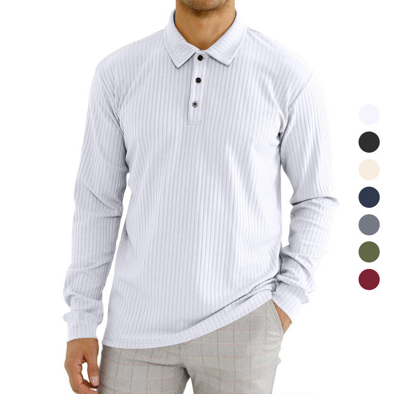 Herren Langarm-Polohemd mit strukturiertem Design Echoarchiv