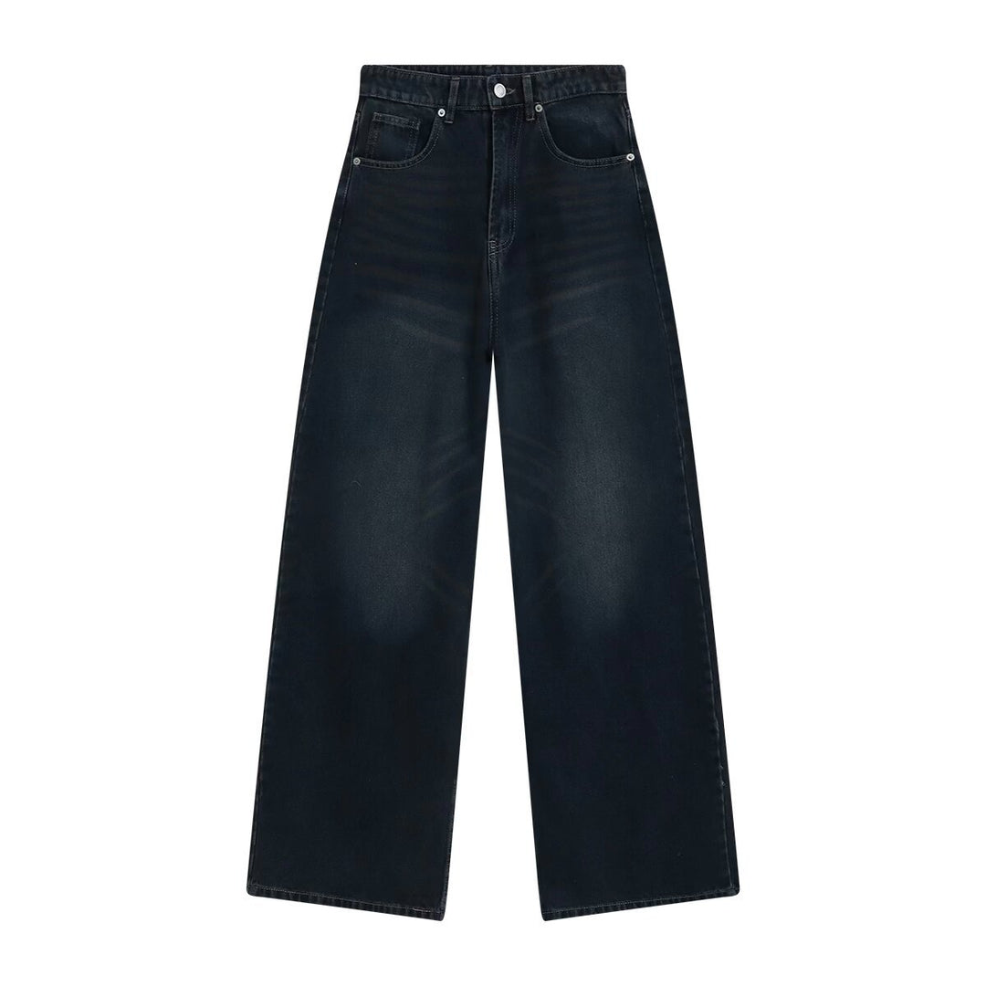 Damen High-Waist Denim-Jeans mit weitem Bein und Fünf-Taschen-Design Echo Archiv