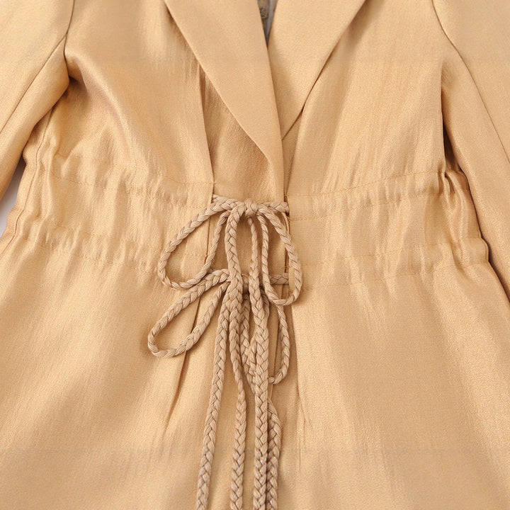 Damen Taillierter Satin-Blazer mit Tunnelzug, Reverskragen und legerer Silhouette Echo Archiv