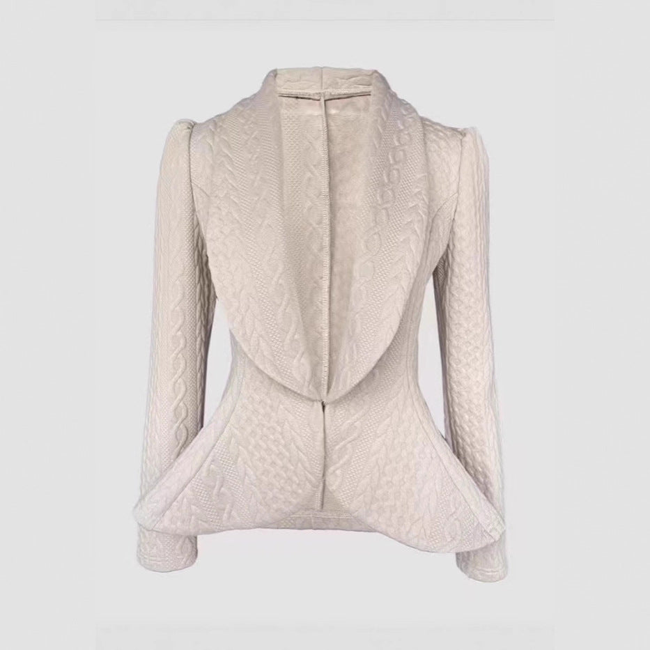 Damen Taillierter Strickblazer mit Schalkragen und Zopfstrickstruktur – Valéne